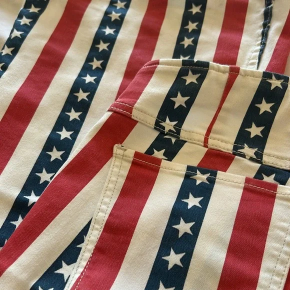 Free People Limited Edition Stars & Stripes Penny Pull on Flare Jean Pant - Picture 7 of 9